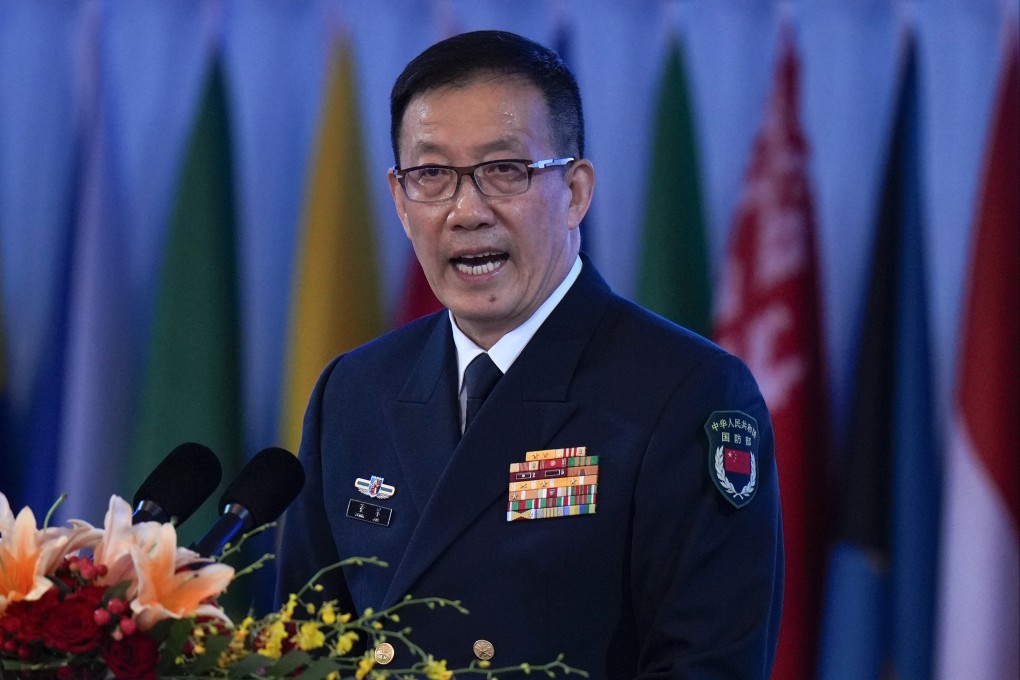 Chinese Defence Minister Dong Jun delivers his opening ceremony speech at the Xiangshan Forum in Beijing on Friday. Photo Andy Wong