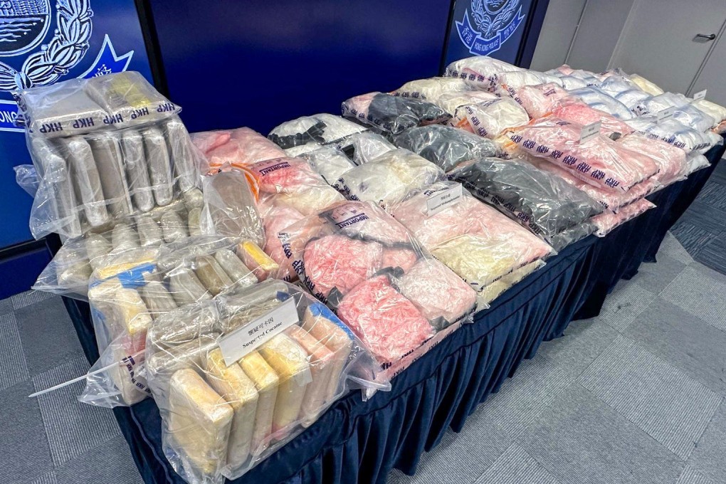 Hong Kong police have said they found 335kg of solid Ice and 55kg of cocaine during the operation. Photo: Handout