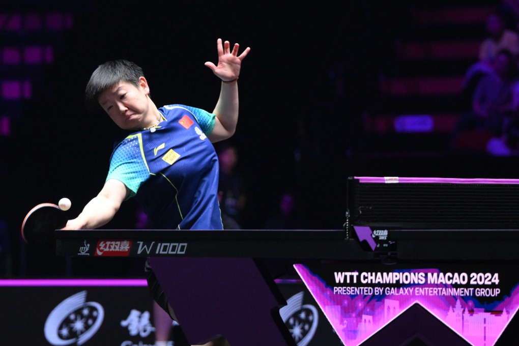 Sun Yingsha competes during her women’s singles final against compatriot Wang Yidi at the 2024 World Table Tennis (WTT) Champions Macau. Photo: Xinhua