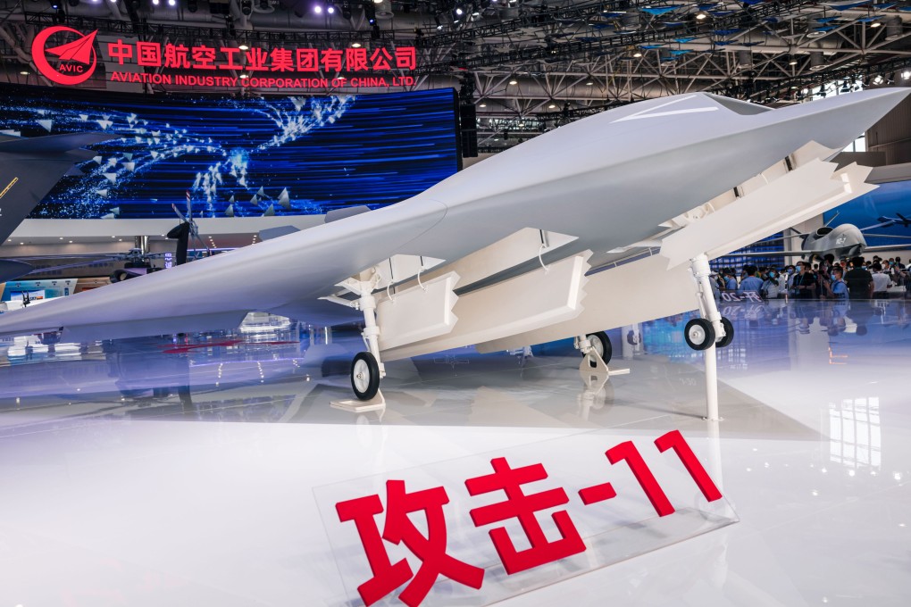 China’s GJ-11 drone is showcased during Airshow China in Zhuhai, Guangdong province, in September 2021. Photo: EPA-EFE