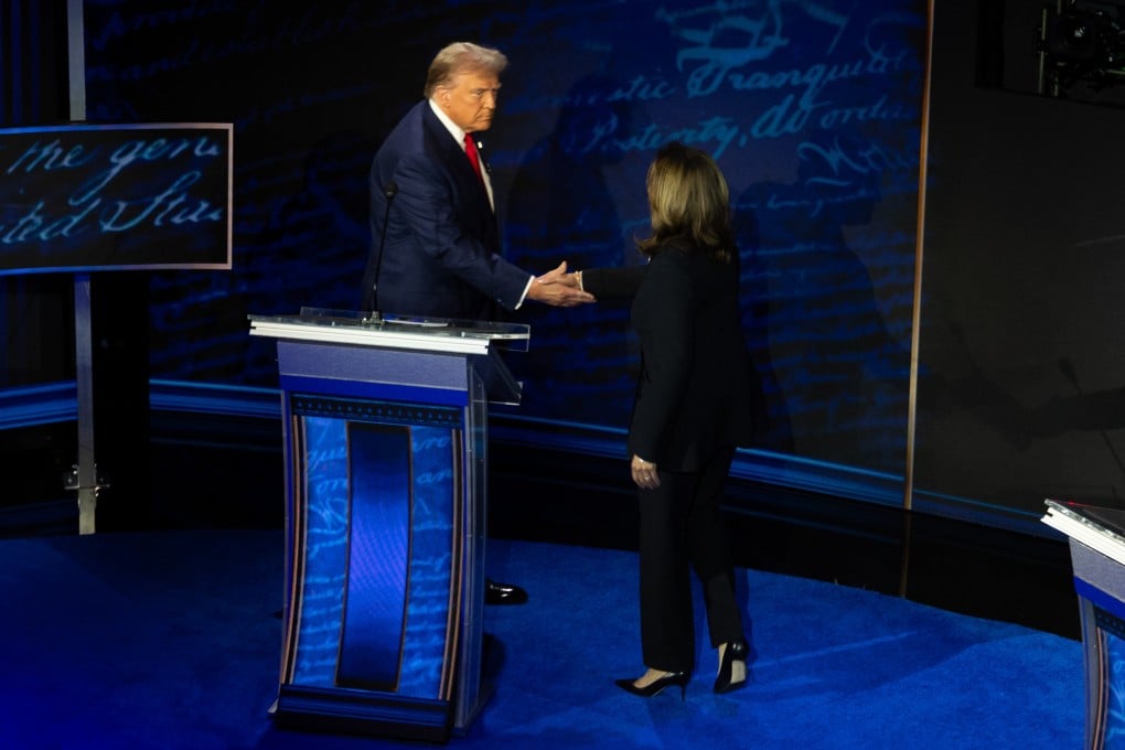 Former US president Donald Trump and Vice-President Kamala Harris shake hands before their debate in Philadelphia on September 10. Photo: ZUMA Press Wire/dpa