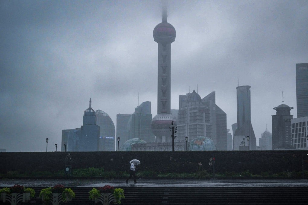 The Bund in Shanghai, China on Monday morning, as Typhoon Bebinca became the strongest storm to hit the city in more than 70 years. Photo: AFP