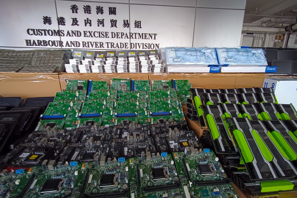 The smuggled electronics were found in a seaborne shipment of citric acid destined for mainland China, customs said. Photo: Handout