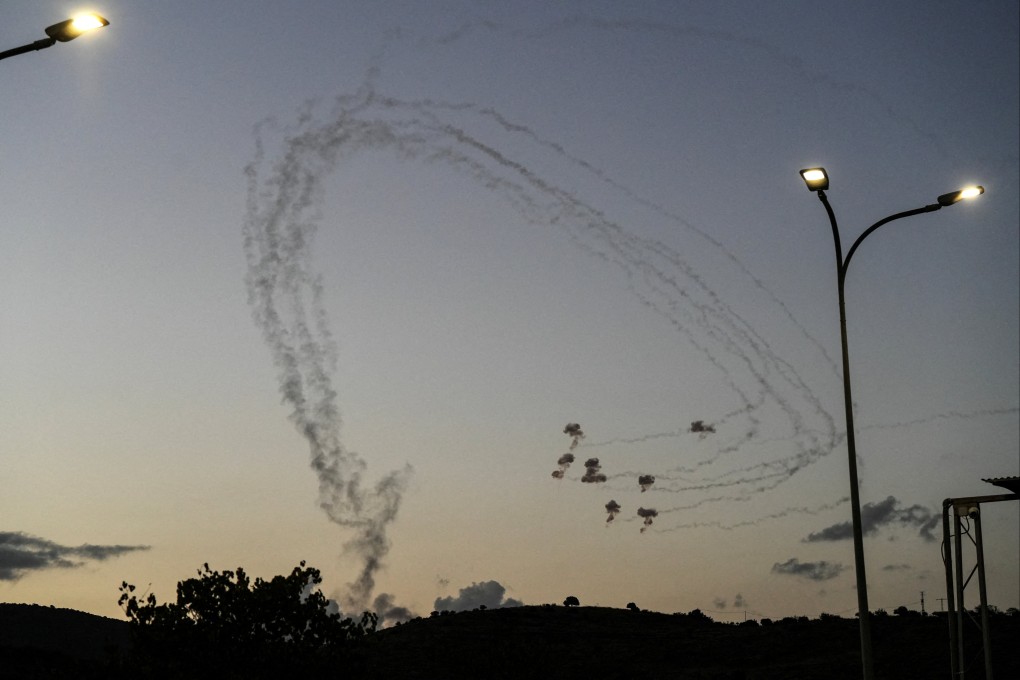 Interceptions of rockets launched from Lebanon at Israel over the border. Photo: Reuters