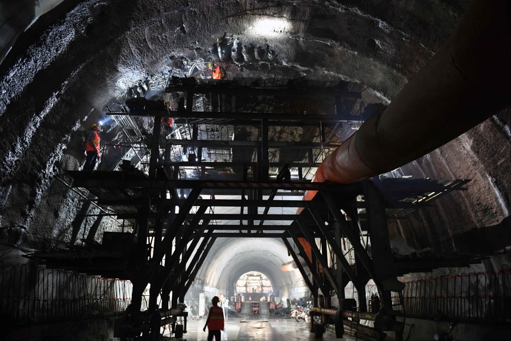 A construction crew works on a railway tunnel in China’s Yunnan province, which has launched a 100-day campaign to boost economic growth. Photo: Xinhua