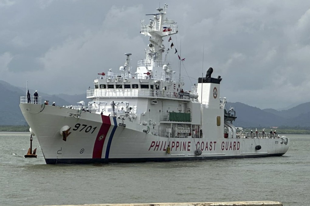 The Philippine coast guard vessel BRP Teresa Magbanua prepares to dock at Puerto Princesa, Palawan province, Philippines on September 15, 2024. Photo: Philippine Coast Guard via AP