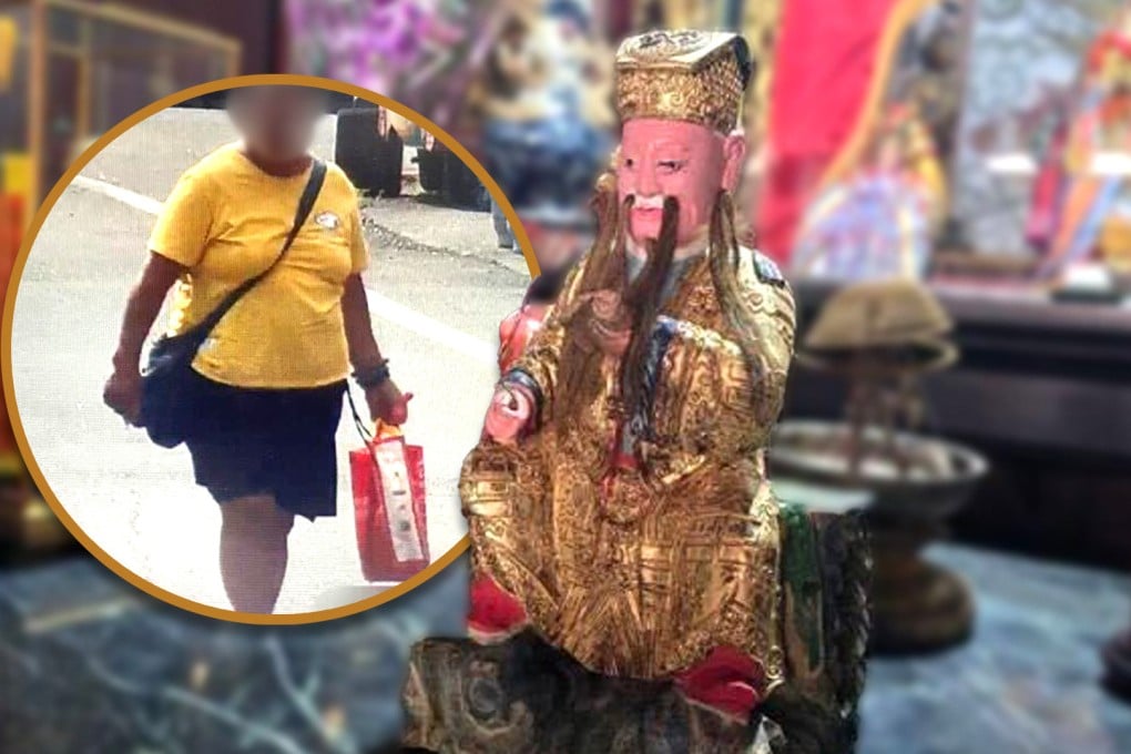 A woman in Taiwan has ignited controversy after she took a temple statue home without permission to clean and repaint it. Photo: SCMP composite/Yahoo.tw