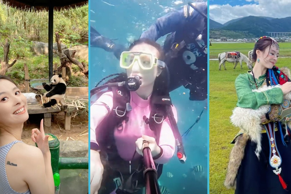 A young woman in China gained social media fame for travelling to 42 cities in a year for just 20,000 yuan (US$2,800). Photo: SCMP composite/Douyin