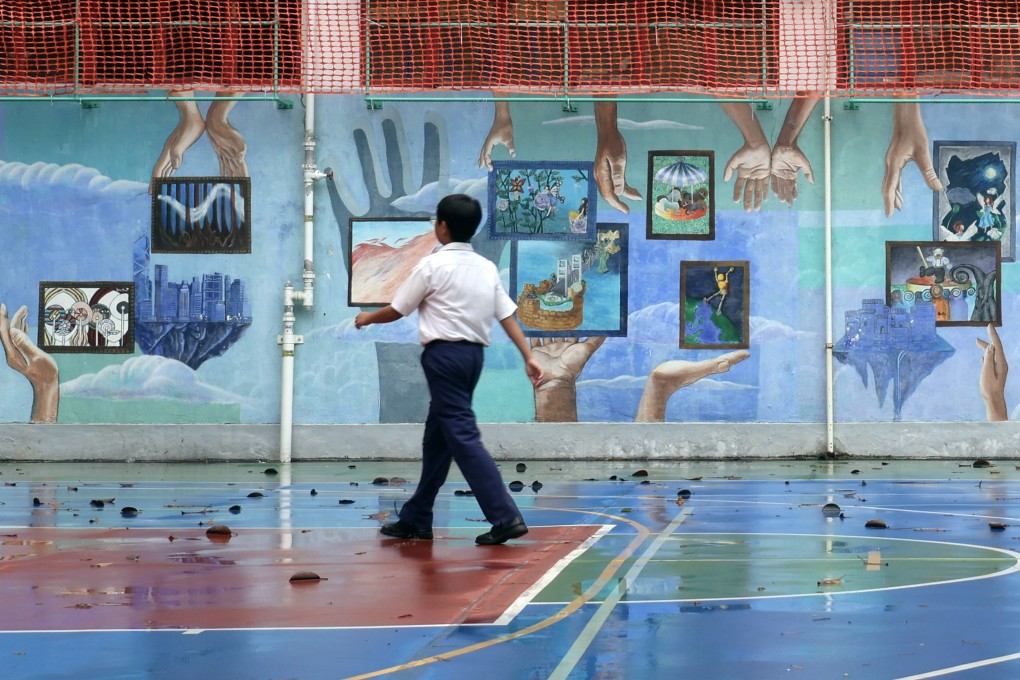 A student at a basketball court in Sha Tin on April 23. Photo: Jelly Tse