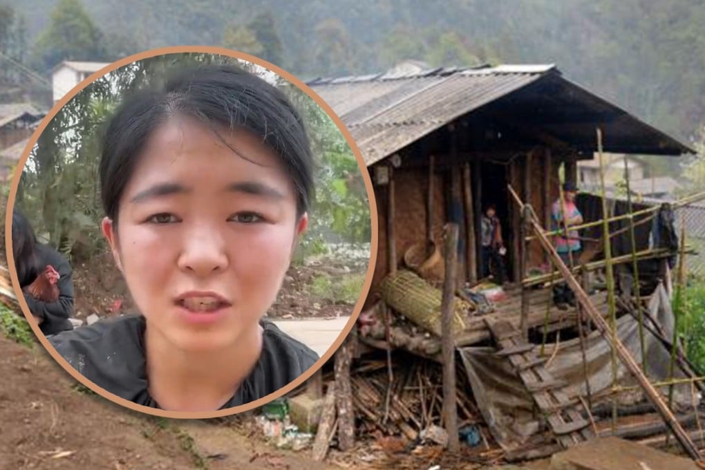 A Chinese influencer with over one million followers claimed she was raised by a foster mother with severe mental illness, resulting in her police detention. Photo: SCMP composite/Xinhua/Kuaishou