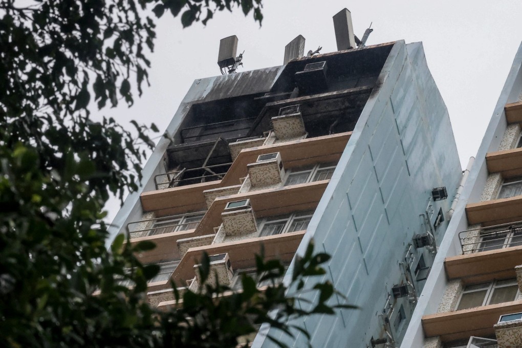 The blaze occurred at Lok Moon House at Tsz Lok Estate. Photo: Jonathan Wong