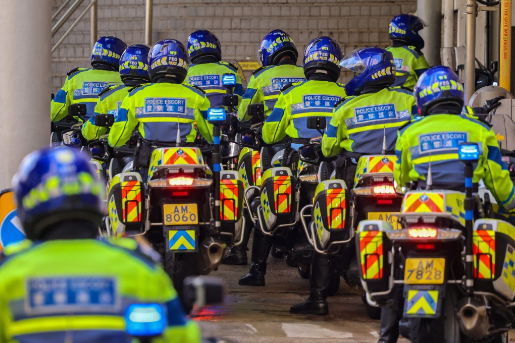 Elite Hong Kong motorcyclists from Police Force Escort Group. Photo: Jelly Tse