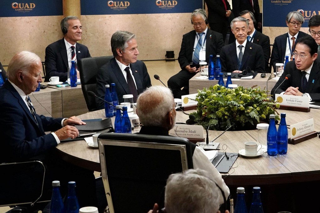 Japanese Prime Minister Fumio Kishida speaks during the Quad summit near Wilmington, Delaware, on Saturday. Photo: Kyodo