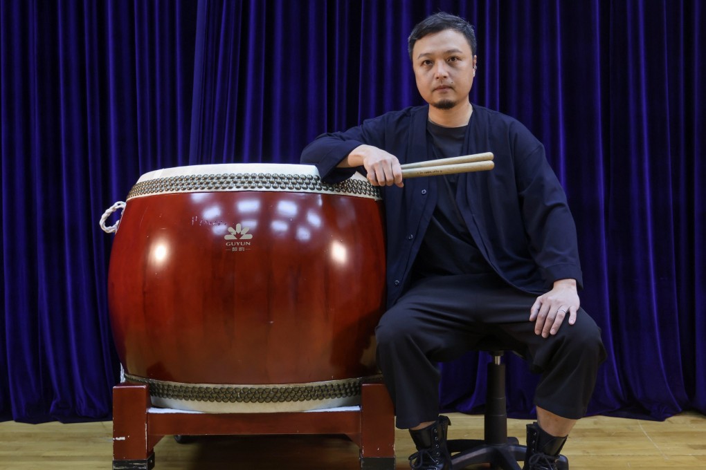 Luk Kin-bun, the percussion principal of Hong Kong Chinese Orchestra, with a large “tanggu” drum. The instrument, a mainstay of Chinese orchestra percussion sections, has been around in China for thousands of years in various forms. Photo: Jonathan Wong