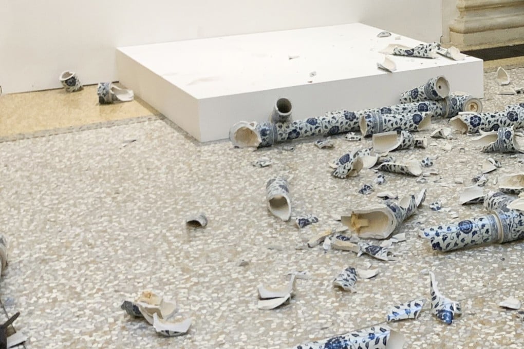 The artwork Porcelain Cube by artist Ai Weiwei was destroyed by a Czech man in Bologna, Italy, on September 20. Photo: OperaLaboratori/AP