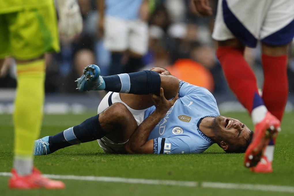 Manchester City’s Rodri reacts after being tackled during his side’s 2-2 draw with Arsenal. Photo: Reuters