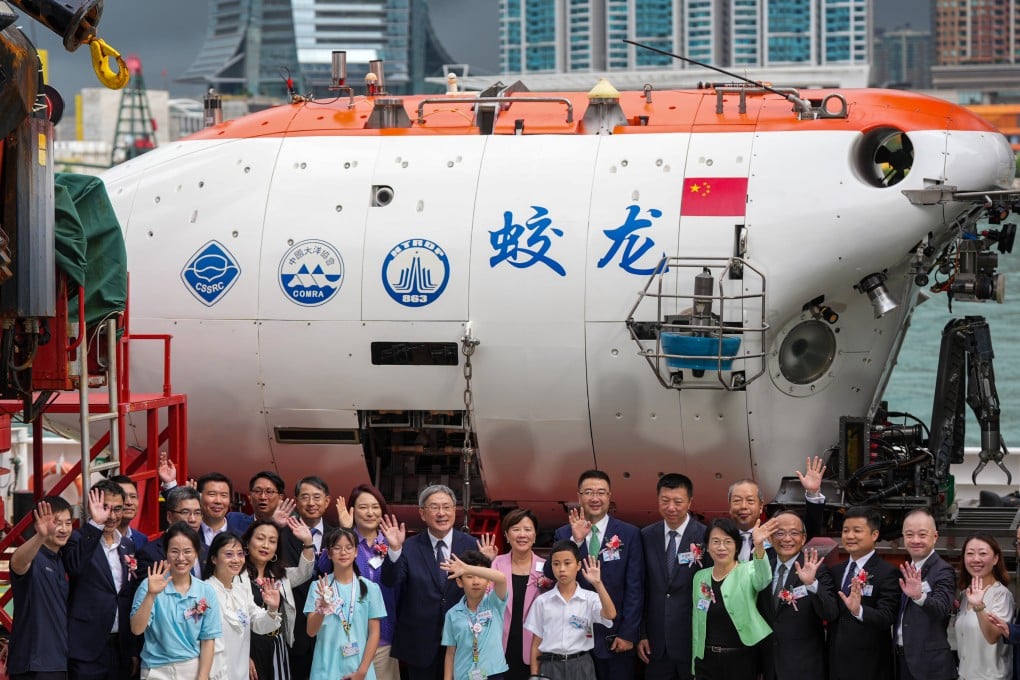 The submersible Jiaolong on board its mother ship, Shenhai Yihao, which has docked in Hong Kong after a deep-sea research mission. Photo: Eugene Lee