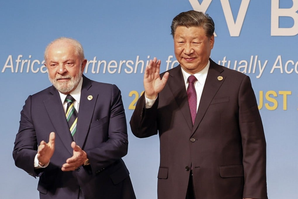Brazilian President Luiz Inacio Lula da Silva and Chinese leader Xi Jinping attend a Brics summit with officials from Russia, India and South Africa in 2023. Photo: EPA-EFE