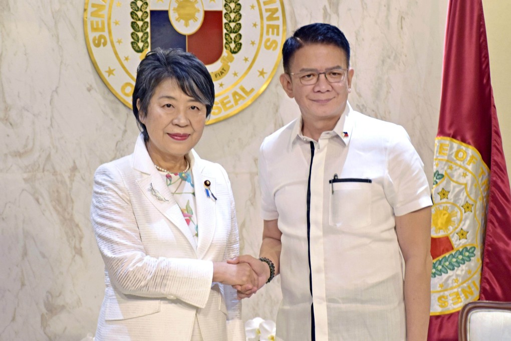 Philippine Senate President Francis Escudero with Japanese Foreign Minister Yoko Kamikawa in Manila on July 9. Photo: Kyodo