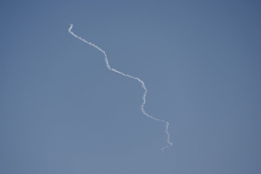 An interception by Israel’s David’s Sling system, as seen from Tel Aviv. Photo: Reuters