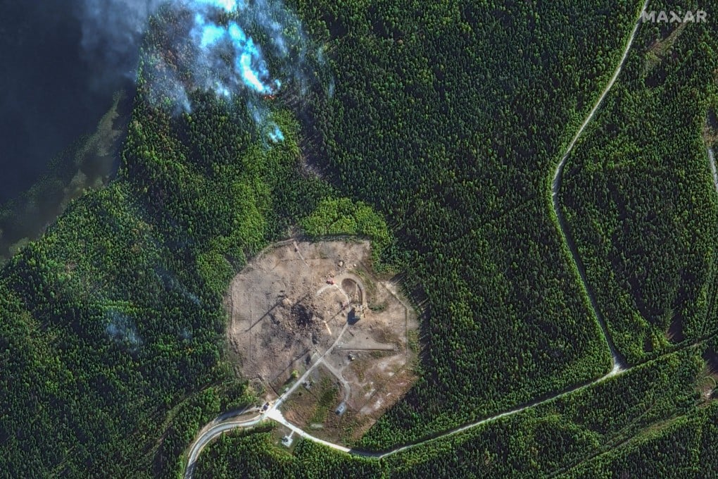 A satellite image shows the launch site at the Plesetsk Cosmodrome after the test failure. Image: Maxar Technologies via Reuters