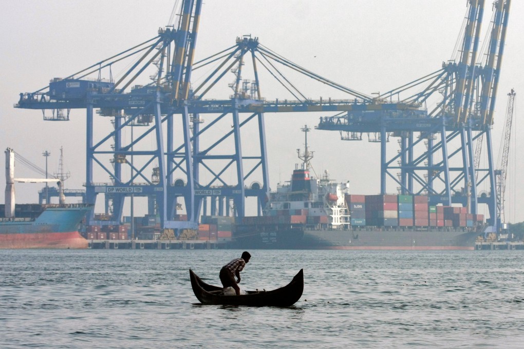A container ship is docked in the background at a port in Vallarpadam, the southern Indian city of Kochi. The Indian Steel Association urged the finance ministry to double the customs duty on steel imports to 15 per cent. Photo: Reuters