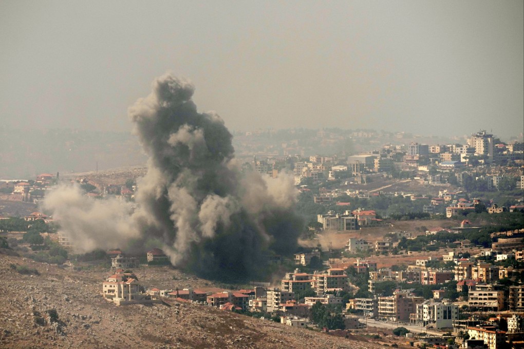 Smoke rises from Israeli air strikes in the southern village of Kfar Rouman in Lebanon on Wednesday. Photo: AP