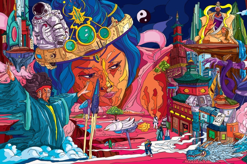 “Our climate change, our political systems’ failures, AI, all this I call science-fiction realism,” says Chinese science-fiction writer, Chen Qiufan. Illustration: Bo Law