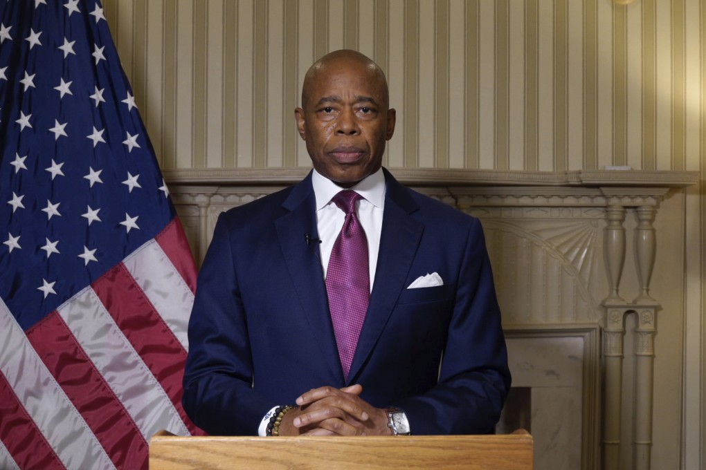 New York City Mayor Eric Adams speaking during a videotaped statement on Thursday. Photo: New York City Office of the Mayor via AP