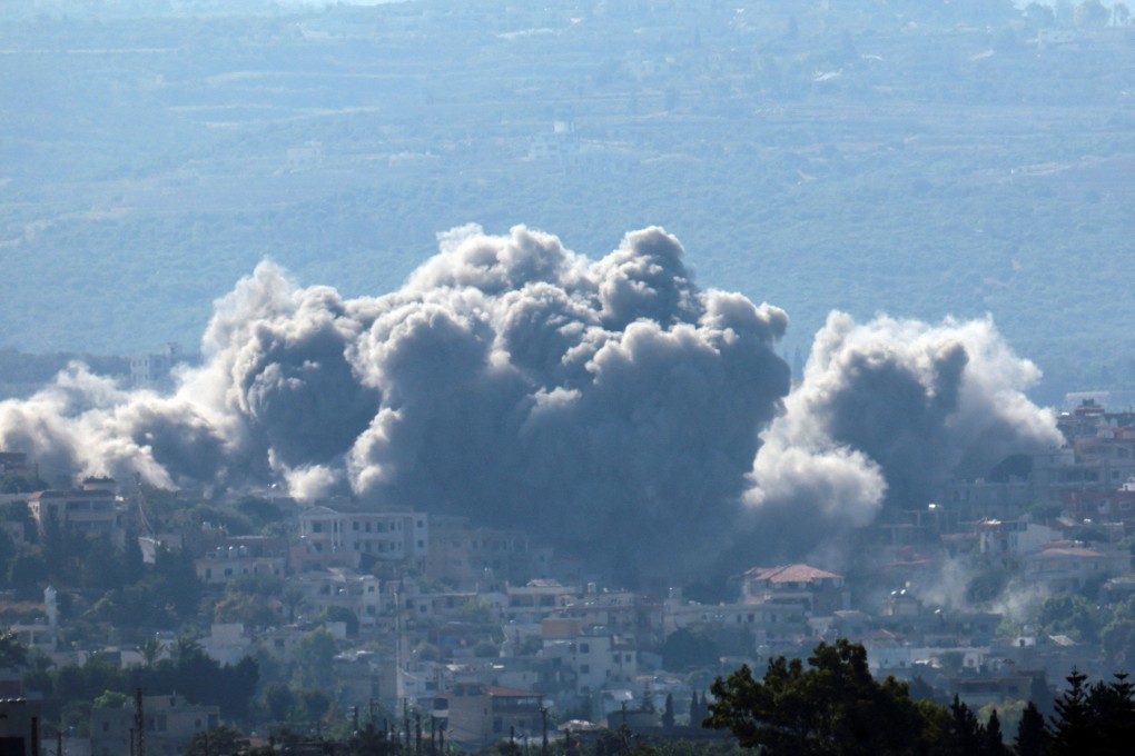 An Israeli strike as seen from Tyre, Lebanon on Thursday. Photo: Reuters