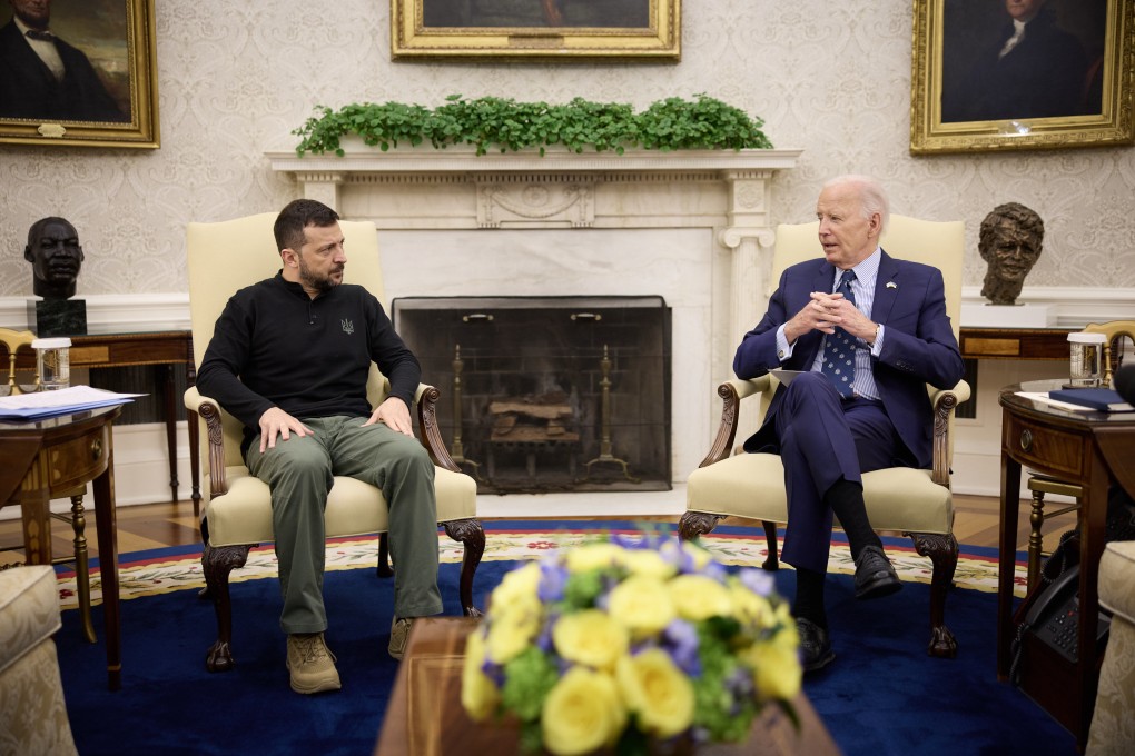 US President Joe Biden, right, and Ukrainian President Volodymyr Zelensky at the White House in Washington on Thursday. Photo: Ukrainian Presidency / dpa