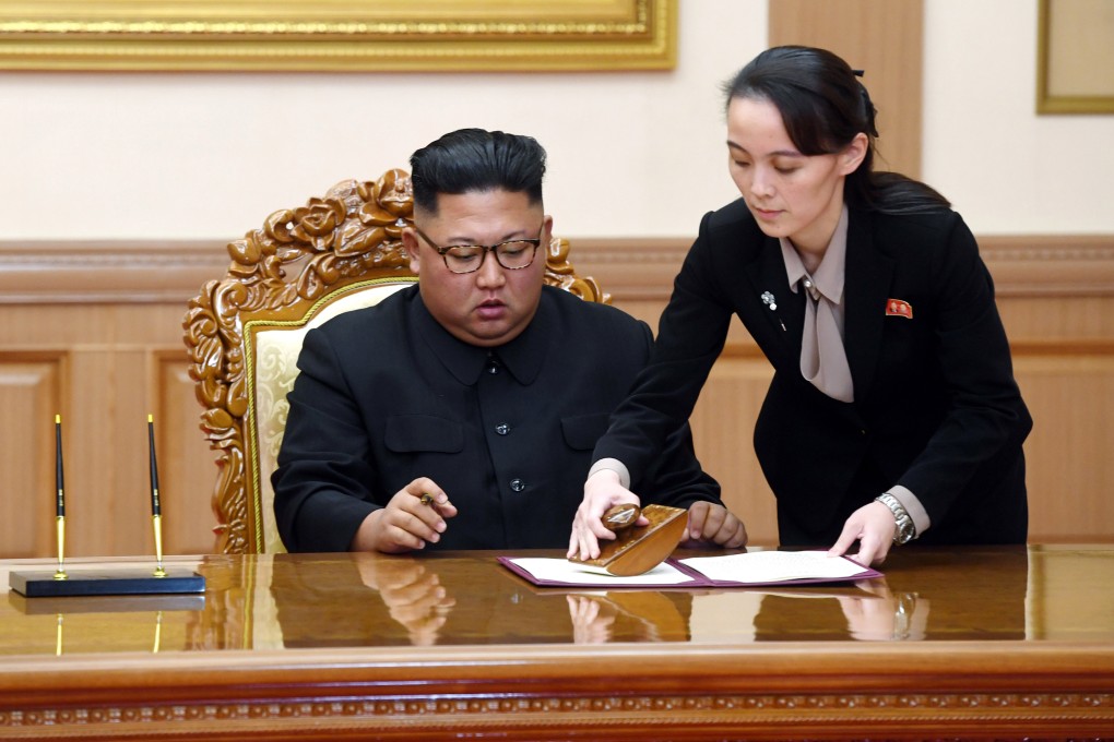 North Korean leader Kim Jong-un with his sister Kim Yo-jong in Pyongyang. Photo: AP
