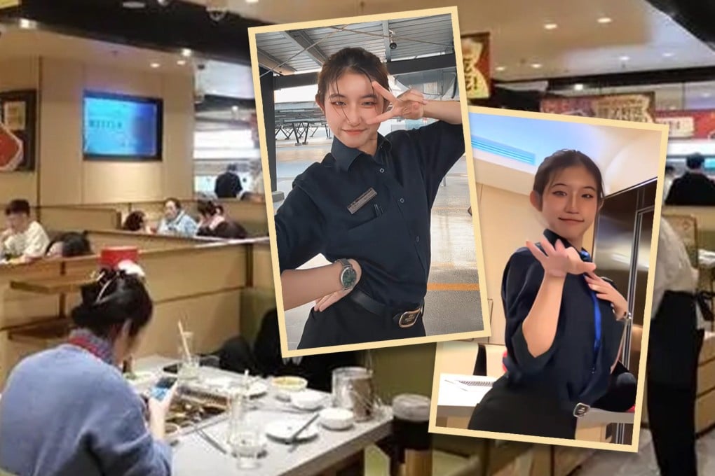 A waitress at a popular hotpot restaurant chain in Malaysia gains local celebrity status after a viral dance. Photo: SCMP composite/Baidu/Xiaohongshu