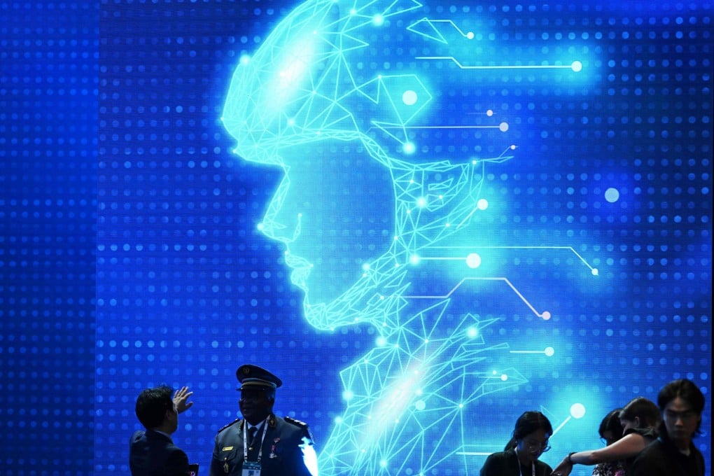 Participants chat in front of an electronic image of a soldier at a summit titled Responsible AI in the Military Domain, in Seoul on September 10. Humans, not artificial intelligence, should make the key decisions on using nuclear weapons, it was agreed in a non-binding declaration. Photo: AFP