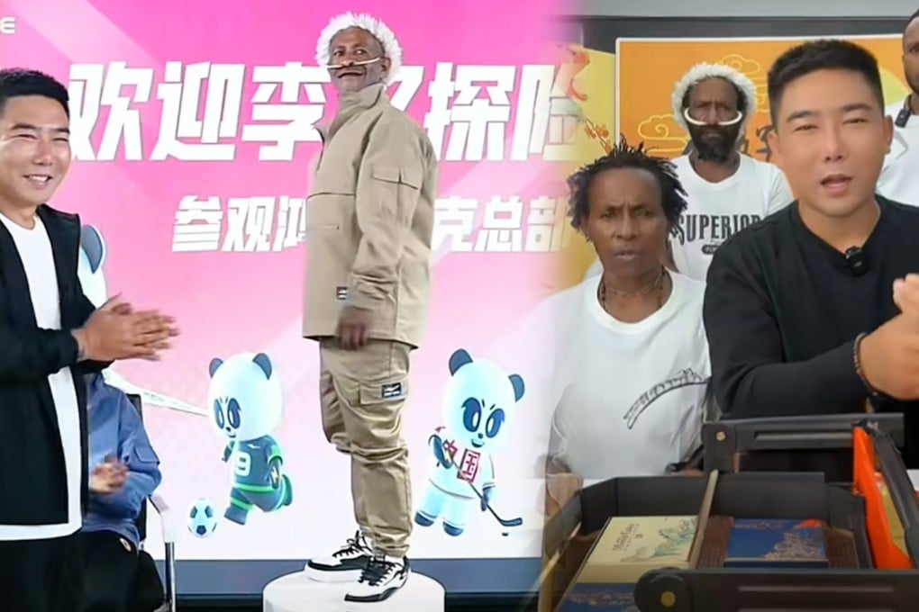 An adventure blogger with six million fans has defended his decision to bring three people from a pacific island tribe to China to take part in live streaming events. Photo: SCM composite/Douyin