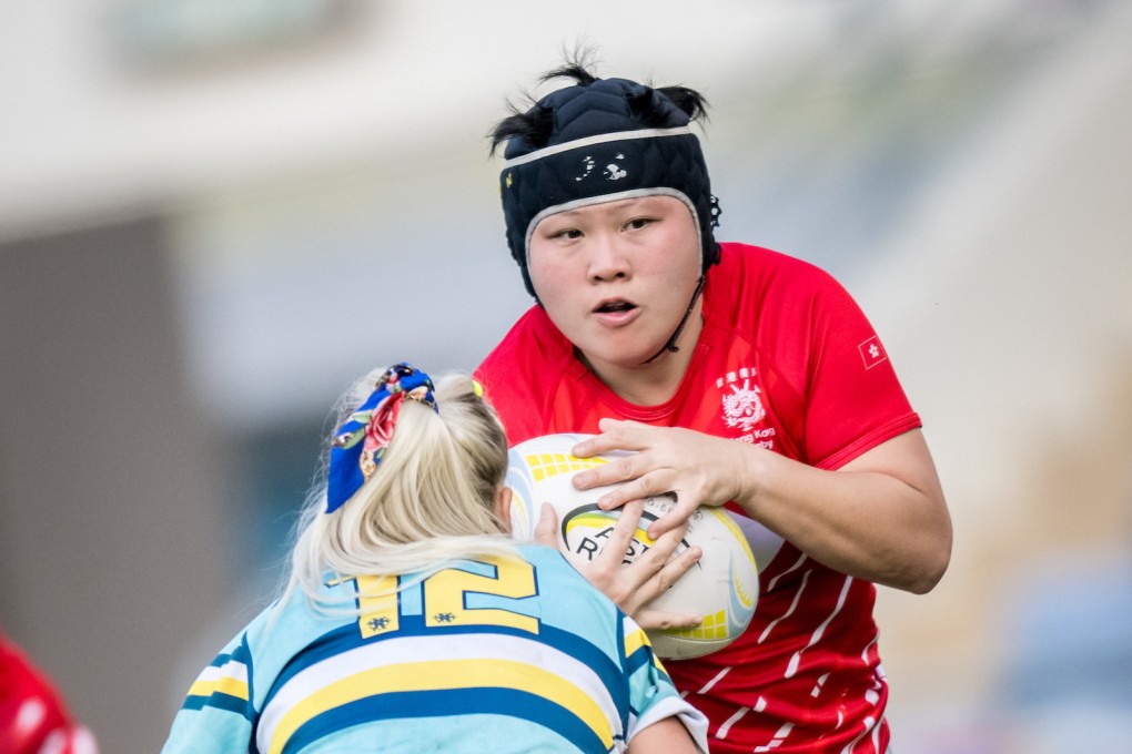 Lee Ka-shun in action against Kazakhstan in 2022. The prop will become Hong Kong’s most capped player against Fiji. Photo: HKRC