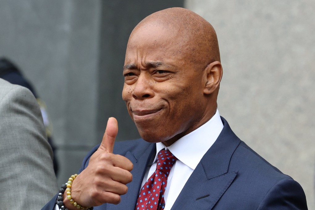 New York Mayor Eric Adams gestures outside federal court on Friday. Photo: Reuters
