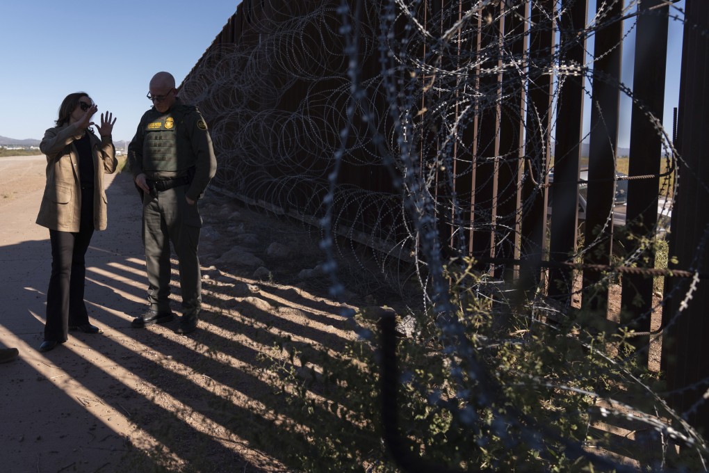 Vice-President Kamala Harris visits the US border with Mexico in Douglas, Arizona, on September 27. Photo: AP