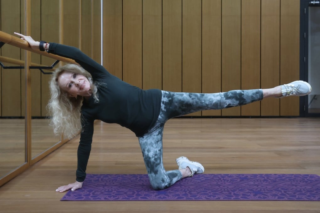 Pilates instructor Beth Narain practises at her gym in South Bay, Hong Kong. She explains how she stays positive about ageing - something that both studies and celebrities including Martha Stewart and Paulina Porizkova agree helps you age well. Photo: Jonathan Wong