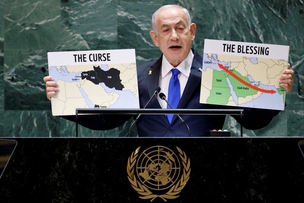 Israel’s Prime Minister Benjamin Netanyahu addressing the United Nations General Assembly in New York on Friday. Photo: Reuters