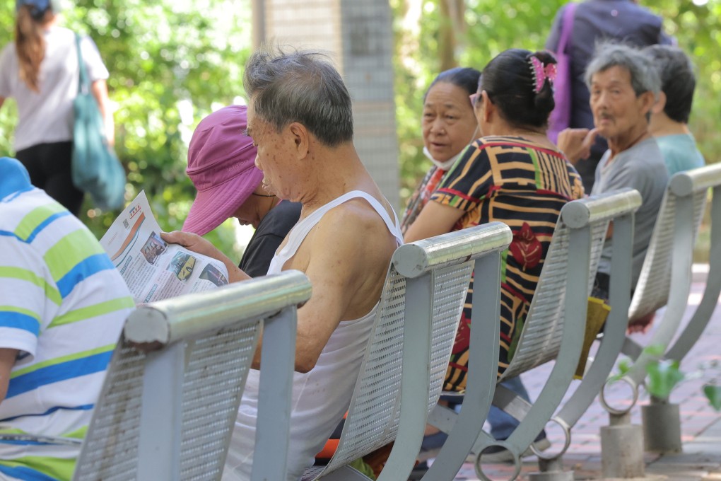 Elderly residents rest in a park in Cheung Sha Wan, Hong Kong on August 16, 2023. Photo: Jelly Tse