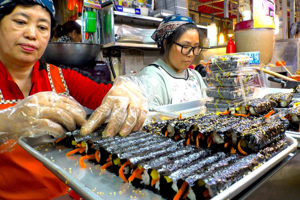 A kimbap shop at Seoul’s Gwangjang Market. Big chains and small family-run places alike are struggling to compete with convenience stores as ingredients for the traditional Korean snack become more expensive. Photo: Shutterstock