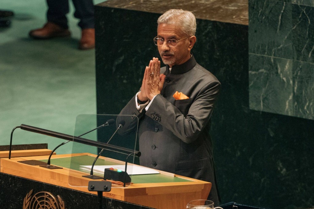 Subrahmanyam Jaishankar, India’s external affairs minister, speaks during the United Nations General Assembly in New York on Saturday. Photo: Bloomberg