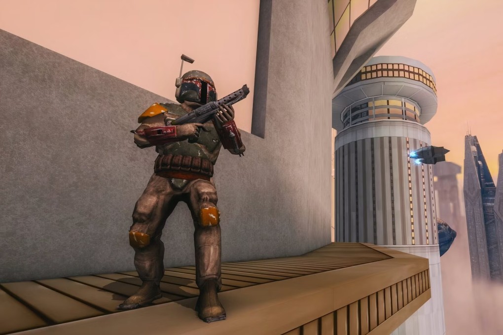 A screenshot from Star Wars: Bounty Hunter Remastered. The new version of the 2002 video game updates the graphics, adds an aiming aid and removes the black side borders. Photo: LucasArts