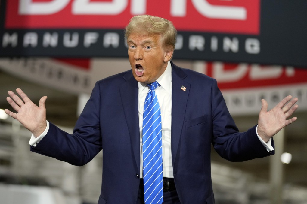Republican US presidential nominee Donald Trump gestures at a campaign event in Waunakee, Wisconsin, on Tuesday. Photo: AP