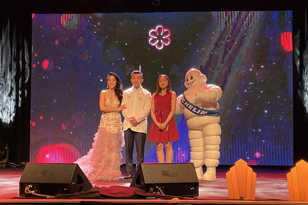 From left: Michelin Guide awards ceremony host Mijune Pak, chef Yoji Masuda and Akari Masuda at the Michelin Guide Vancouver 2024 unveiing. Photo: Bernice Chan