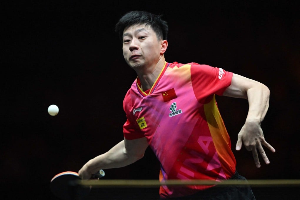 China’s Ma Long hits a return to Brazil’s Hugo Calderano during their singles quarter-final that Ma said went “more smoothly than I thought”. Photo: AFP