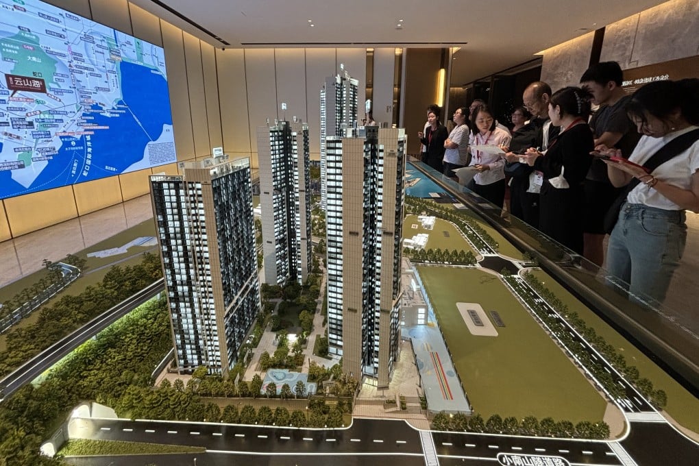 Chinese homebuyers gather at a property showroom in Shenzhen’s Nanshan district on October 3, 2024. Photo: Yulu Ao