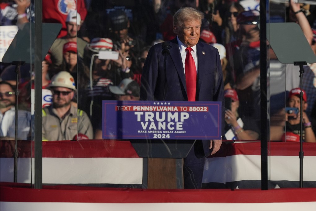 Republican presidential nominee and former US president Donald Trump speaks at a campaign rally in Butler, Pennsylvania on Saturday. Photo: AP