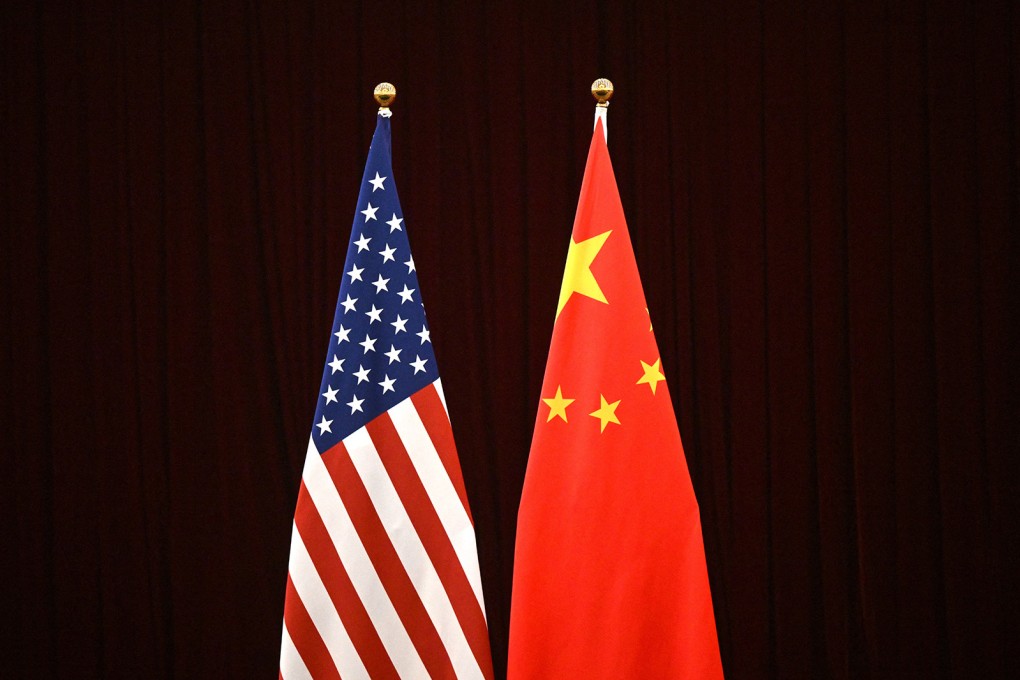 China and USA’s flags during a meeting between US Treasury Secretary Janet Yellen and China’s Vice Premier He Lifeng at the Guangdong Zhudao Guest House in Guangzhou, on April 5. Photo: AFP